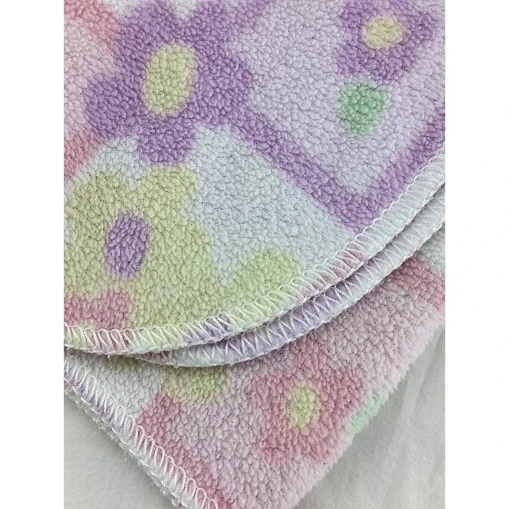 Pink Purple Retro Floral Checkboard Baby Blanket Super Soft 28x30 Unbranded Thin